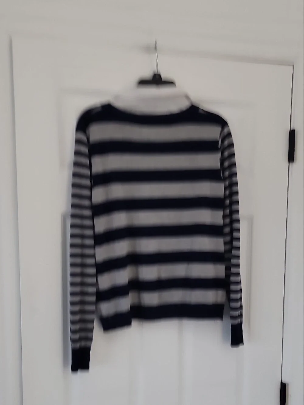 Indigo Striped Crewneck Sweater with White Collar